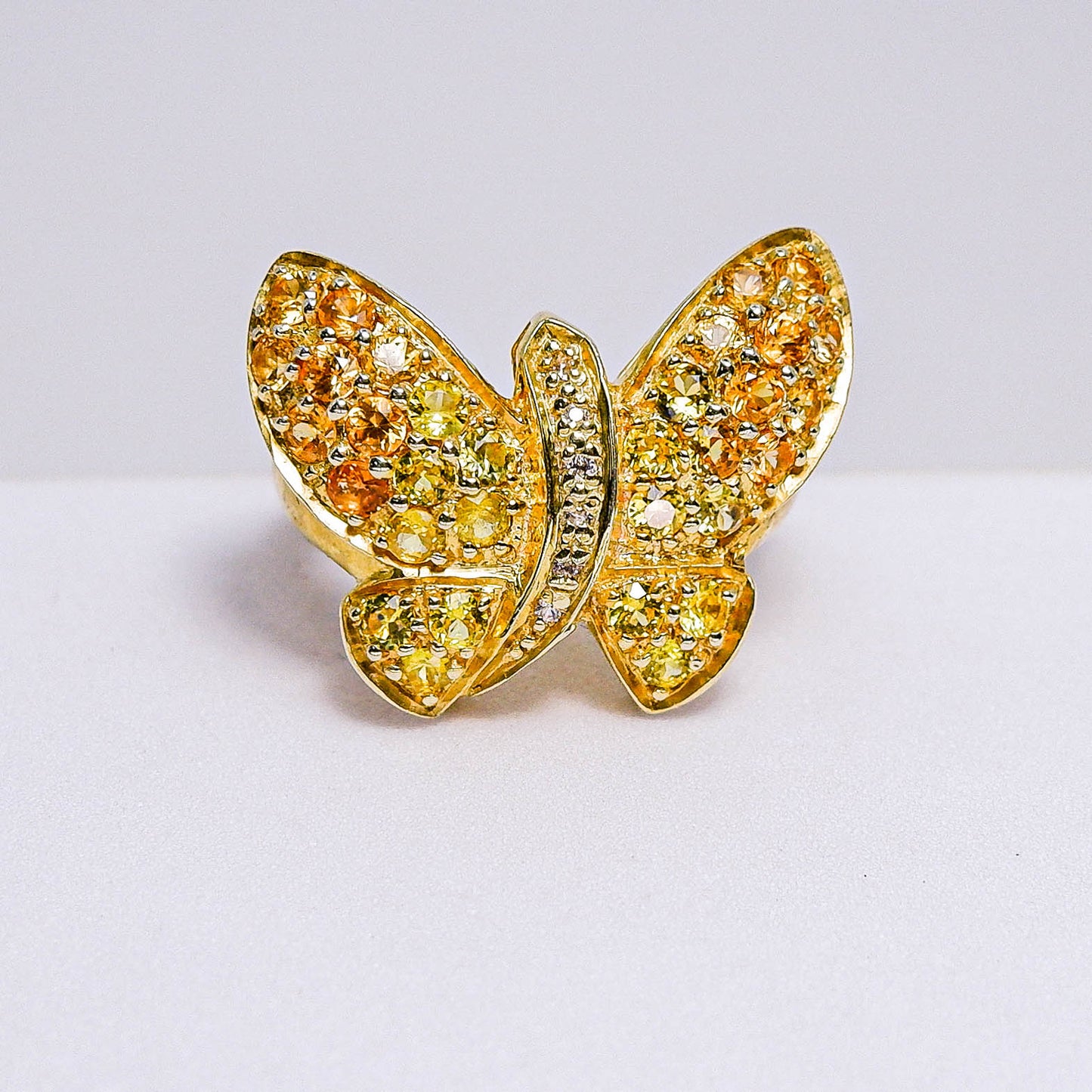แหวนเงินแท้ 925 ฝังพลอย บุษราคัม (Yellow Sapphire) + ไวท์โทพาส (whitetopaz)