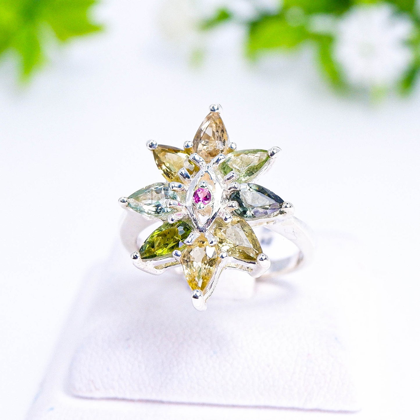 แหวนเงินแท้ 925 ฝังพลอย แฟนซีทัวมาลีน (Fancy Tourmaline)