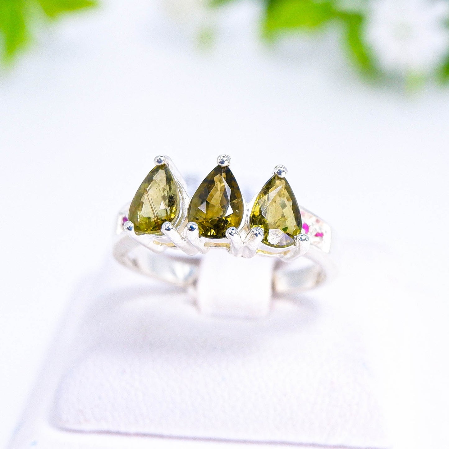 แหวนเงินแท้ 925 ฝังพลอย ทัวมาลีน (Tourmaline) + พิงค์แซฟไฟร์ (Pink Sapphire)