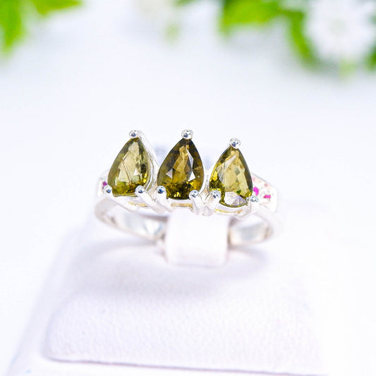 แหวนเงินแท้ 925 ฝังพลอย ทัวมาลีน (Tourmaline) + พิงค์แซฟไฟร์ (Pink Sapphire)