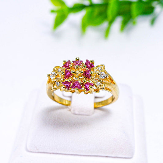 แหวนเงินแท้ 925 ฝังพลอย ทับทิม (Ruby) + เซอร์คอน (Zircon)