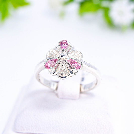 แหวนเงินแท้ 925 ฝังพลอย พิงค์ทัวมาลีน (Pink Tourmaline)