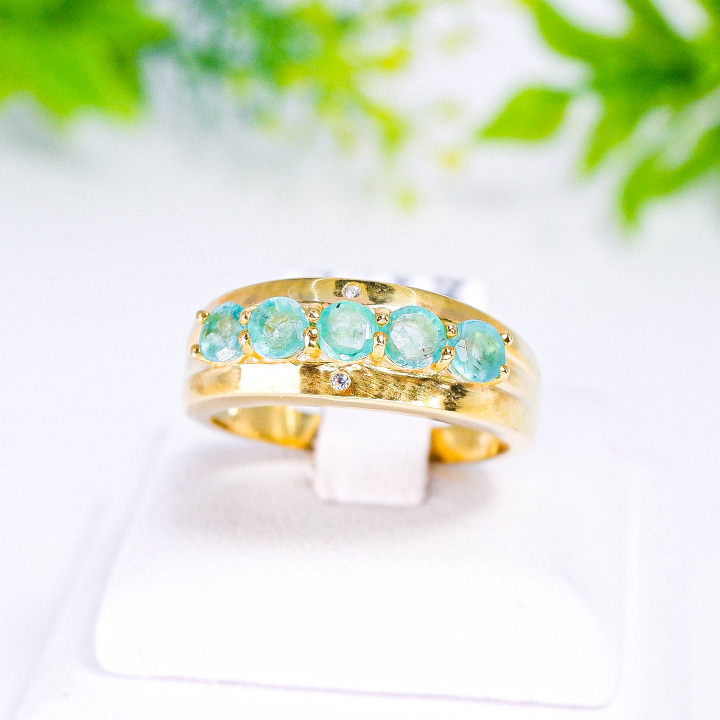 แหวนเงินแท้ 925 ฝังพลอย มรกต (Emerald cut) + เซอร์คอน (Zircon)