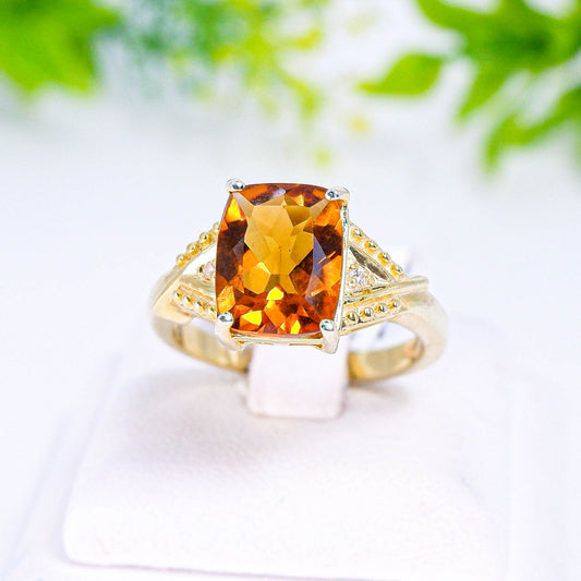แหวนเงินแท้ 925 ฝังพลอย ซิทริน (Citrine) + เซอร์คอน (Zircon)
