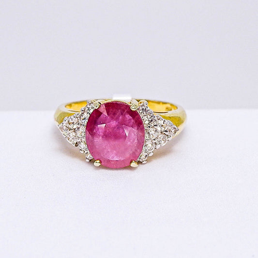 แหวนเงินแท้ 925 ฝังพลอย ทับทิมแทนซาเนีย (Tanzania Ruby) + เซอร์คอน (Zircon)
