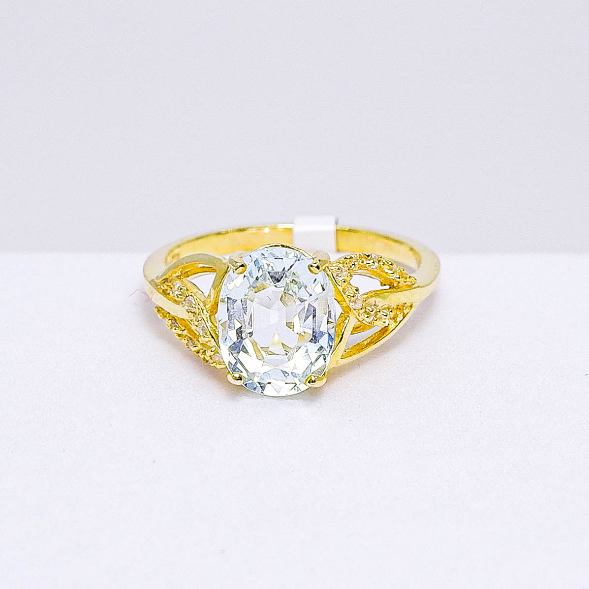 แหวนเงินแท้ 925 ฝังพลอย อความารีน (Aqua marin) + เซอร์คอน (Zircon)