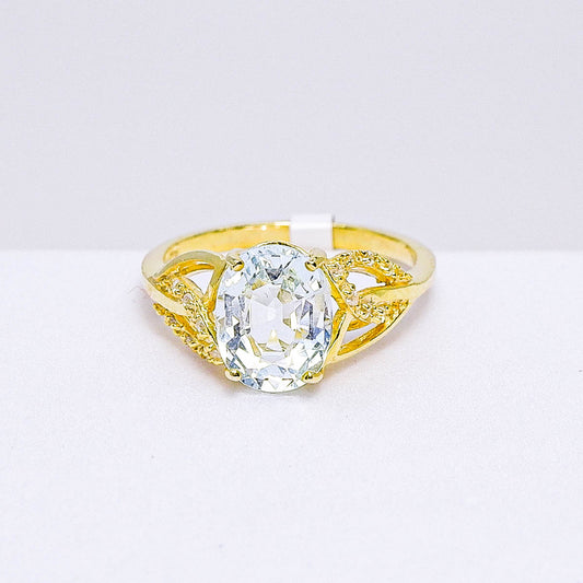 แหวนเงินแท้ 925 ฝังพลอย อความารีน (Aqua marin) + เซอร์คอน (Zircon)