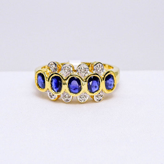 แหวนเงินแท้ 925 ฝังพลอย ไพลิน (Blue Sapphire) + เซอร์คอน (Zircon)