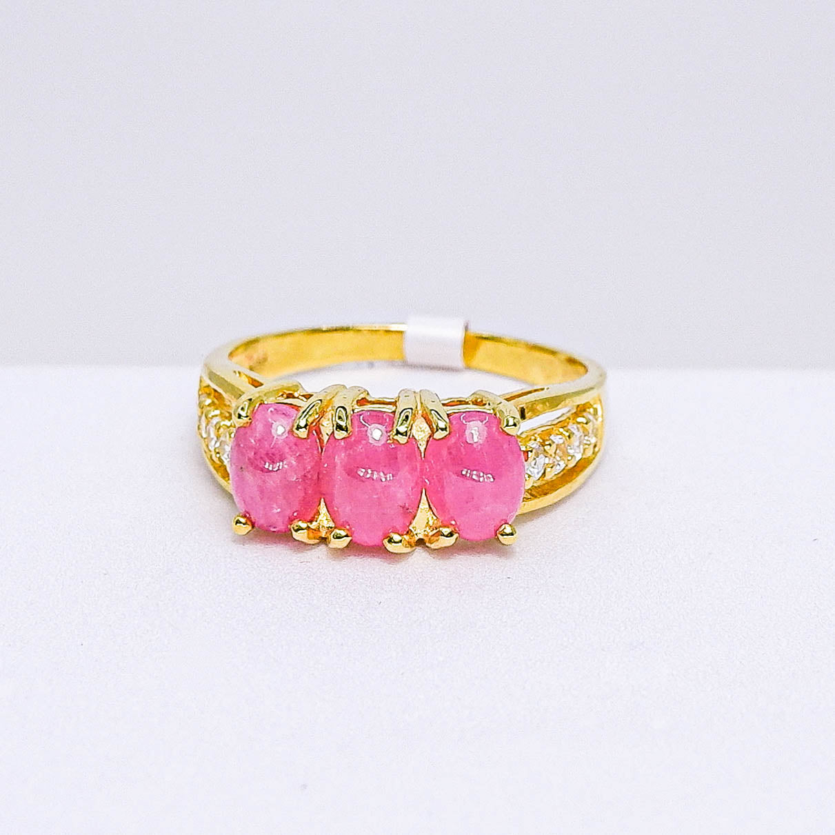 แหวนเงินแท้ 925 ฝังพลอย ทับทิม (Ruby) + เซอร์คอน (Zircon)