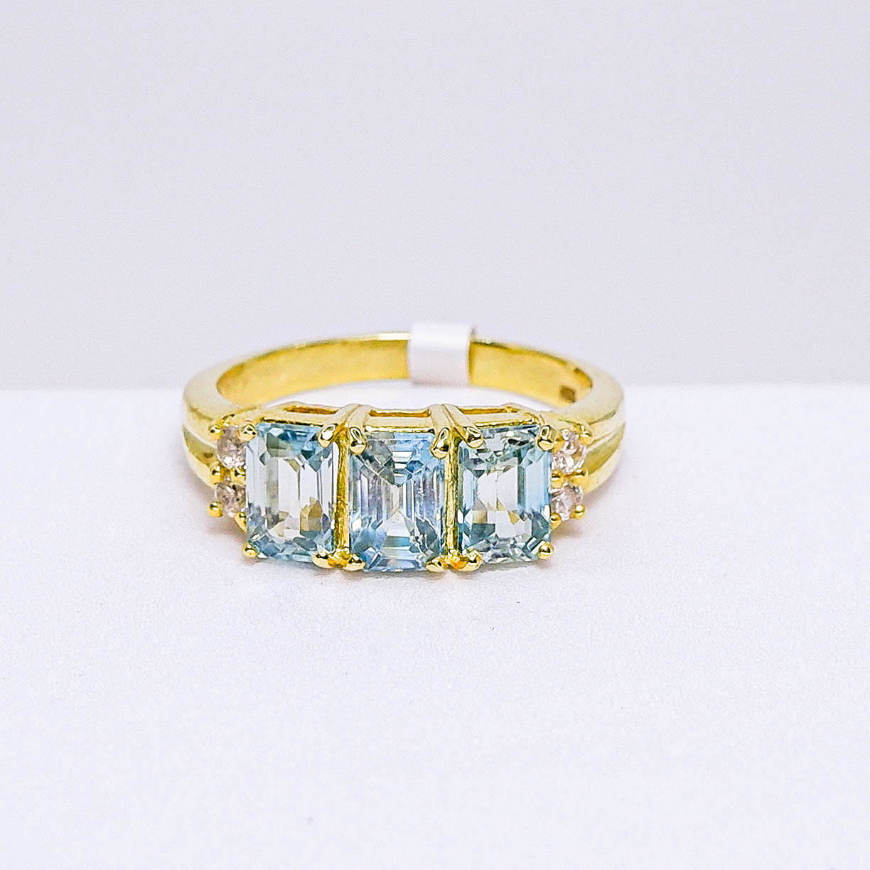 แหวนเงินแท้ 925 ฝังพลอย เพทายฟ้า (Blue Zircon) + เซอร์คอน (Zircon)