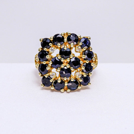 แหวนเงินแท้ 925 ฝังพลอย ไพลินกาญจน์ (Blue Sapphire) + เซอร์คอน (Zircon)