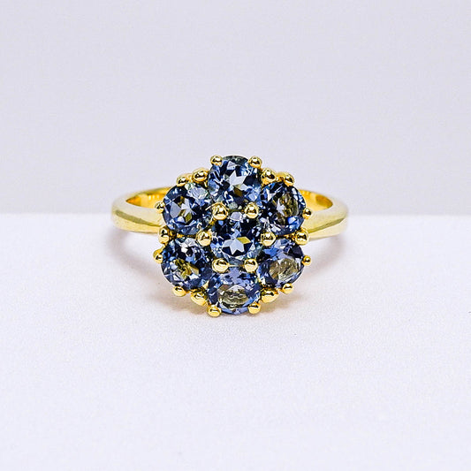 แหวนเงินแท้ 925 ฝังพลอย ลอนดอนบลูโทพาส (London Blue Topaz)