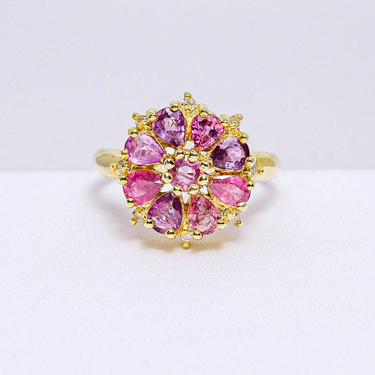 แหวนเงินแท้ 925 ฝังพลอย แซฟไฟร์ไทย (Thai Sapphire) + เซอร์คอน (Zircon)