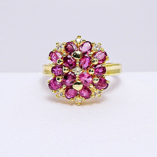 แหวนเงินแท้ 925 ฝังพลอย ทับทิมไทย (Siam Ruby) + เซอร์คอน (Zircon)
