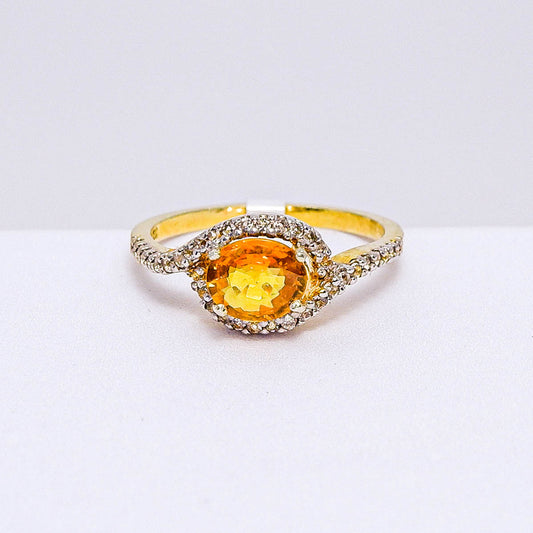 แหวนเงินแท้ 925 ฝังพลอย บุษราคัม (Yellow Sapphire) + ไวท์โทพาส (whitetopaz)