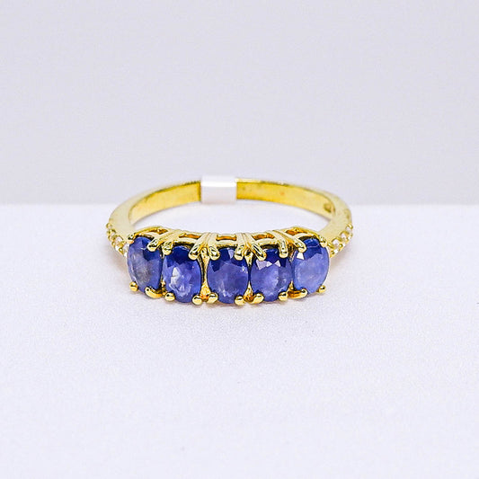 แหวนเงินแท้ 925 ฝังพลอย ไพลิน (Blue Sapphire) + เซอร์คอน (Zircon)