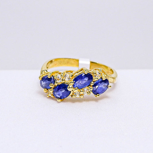 แหวนเงินแท้ 925 ฝังพลอย ไพลิน (Blue Sapphire) + เซอร์คอน (Zircon)