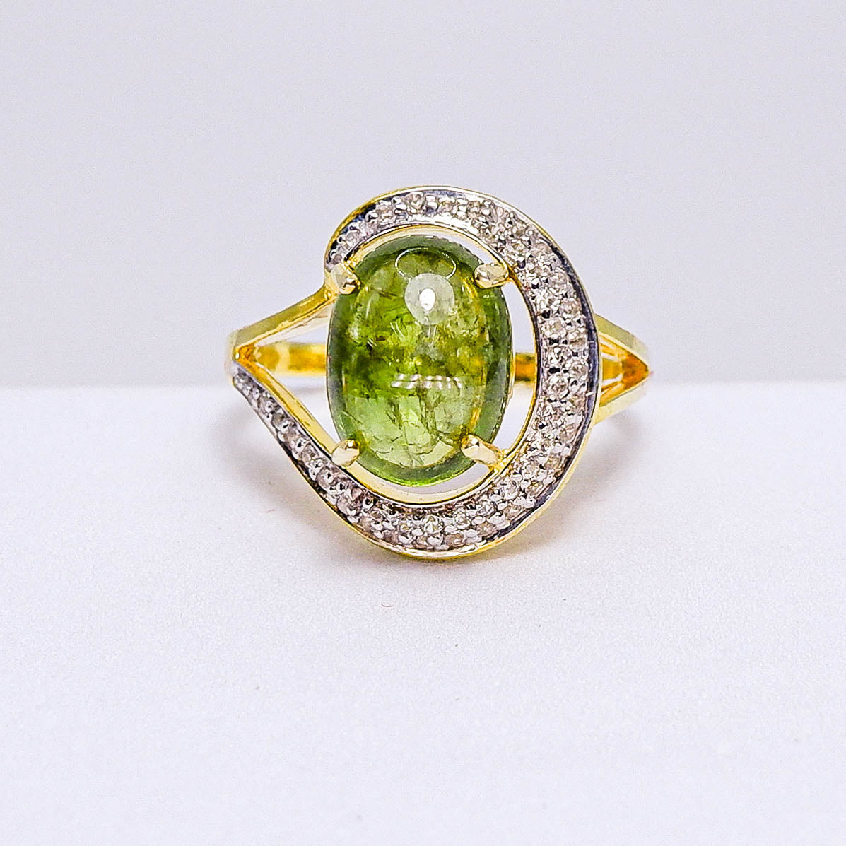 แหวนเงินแท้ 925 ฝังพลอย ซาโวไรท์ (Tsavorite) + เซอร์คอน (Zircon)
