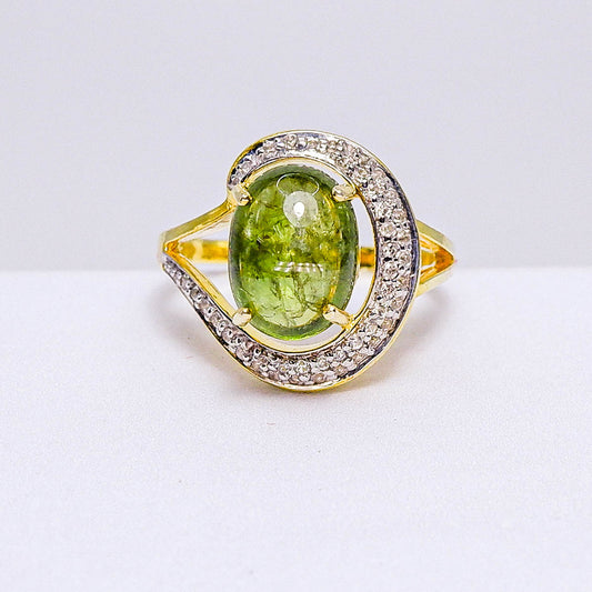 แหวนเงินแท้ 925 ฝังพลอย ซาโวไรท์ (Tsavorite) + เซอร์คอน (Zircon)