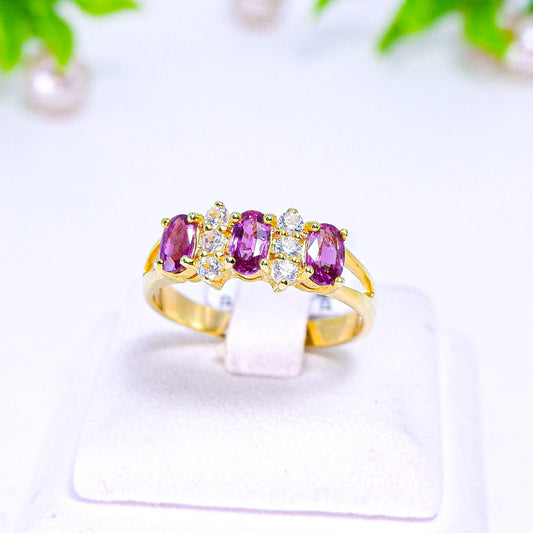 แหวนเงินแท้ 925 ฝังพลอย แซฟไฟร์ไทย (Thai Sapphire) + เซอร์คอน (Zircon)