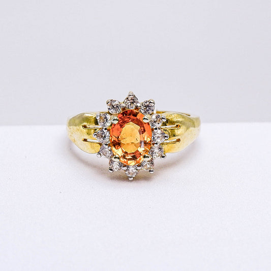 แหวนเงินแท้ 925 ฝังพลอย บุษราคัมบางกะจะ (Yellow Sapphire) + เซอร์คอน (Zircon)