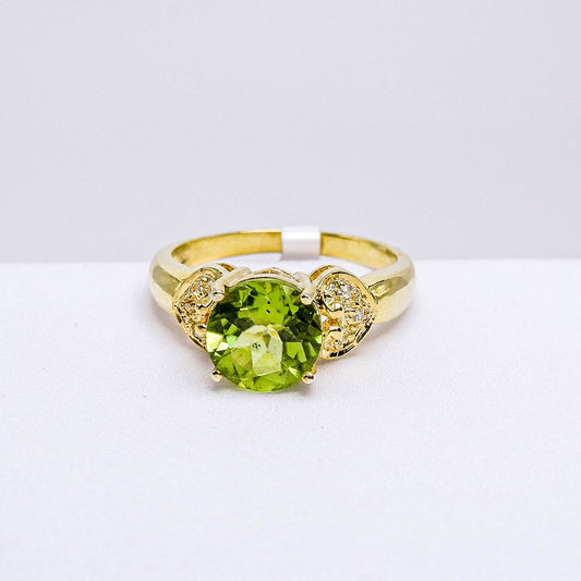 แหวนเงินแท้ 925 ฝังพลอย เพอริดอท (Peridot) + เซอร์คอน (Zircon)