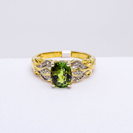 แหวนเงินแท้ 925 ฝังพลอย ทัวร์มาลีน (Tourmaline) + ไวท์โทพาส (whitetopaz)