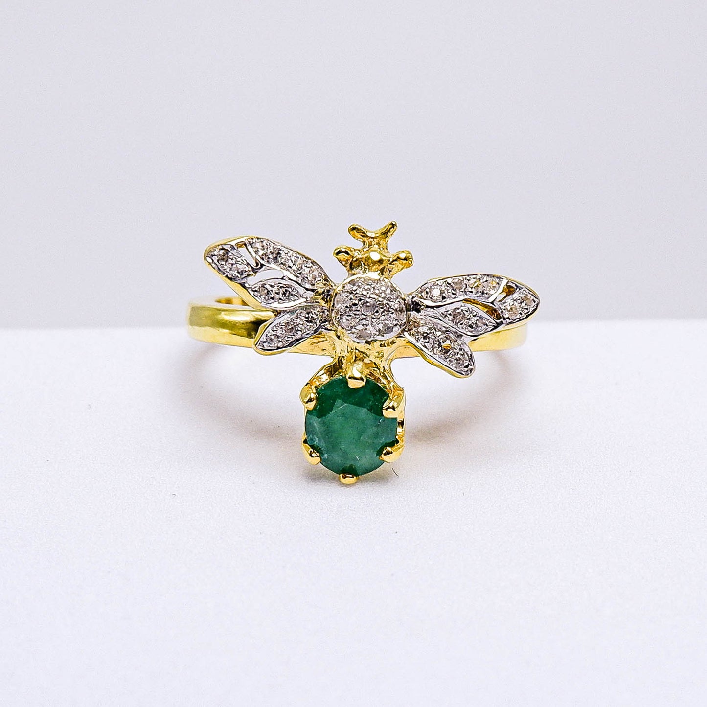 แหวนเงินแท้ 925 ฝังพลอย มรกตโคลัมเบีย (Colombian Emerald) + เซอร์คอน (Zircon)