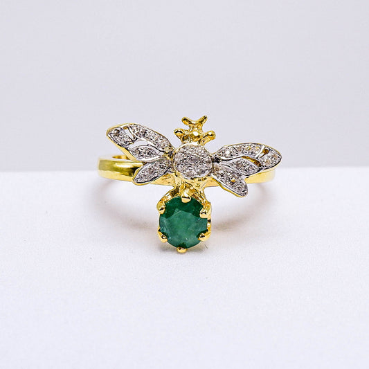 แหวนเงินแท้ 925 ฝังพลอย มรกตโคลัมเบีย (Colombian Emerald) + เซอร์คอน (Zircon)