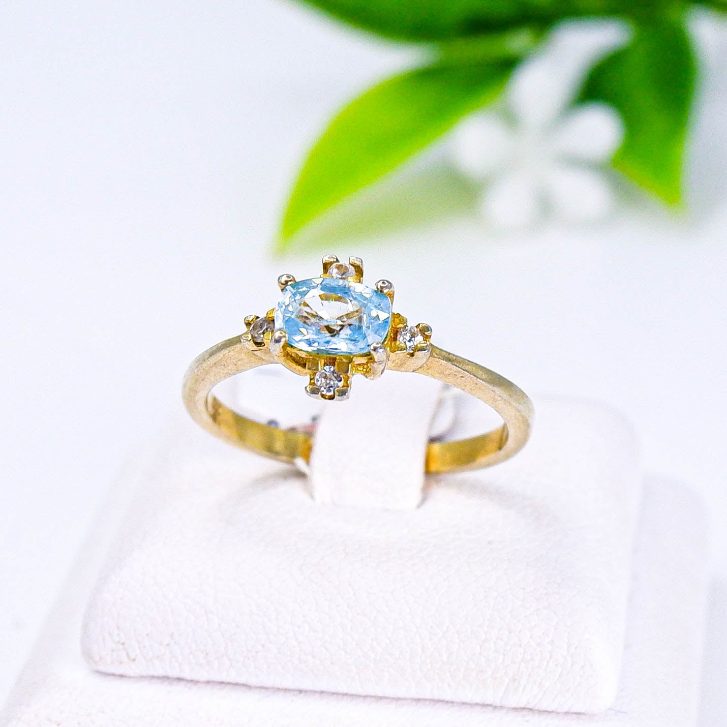 แหวนเงินแท้ 925 ฝังพลอย เพทายฟ้า (Blue Zircon) + เซอร์คอน (Zircon)