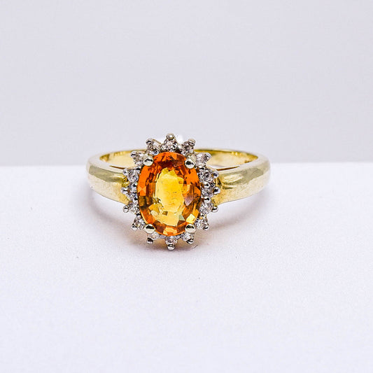 แหวนเงินแท้ 925 ฝังพลอย บุษราคัมบางกะจะ (Yellow Sapphire) + เซอร์คอน (Zircon)