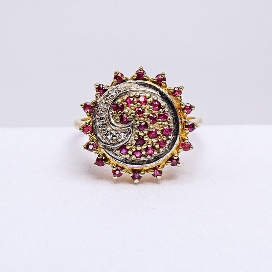 แหวนเงินแท้ 925 ฝังพลอย ทับทิมไทย (Siam Ruby) + เซอร์คอน (Zircon)