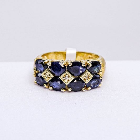 แหวนเงินแท้ 925 ฝังพลอย ไพลิน (Blue Sapphire) + เซอร์คอน (Zircon)