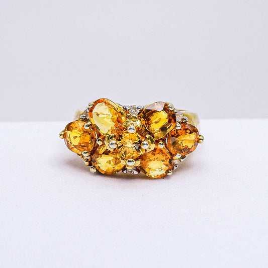แหวนเงินแท้ 925 ฝังพลอยบุษราคัมบางกะจะ (Yellow Sapphire) + เซอร์คอน  (Zircon)