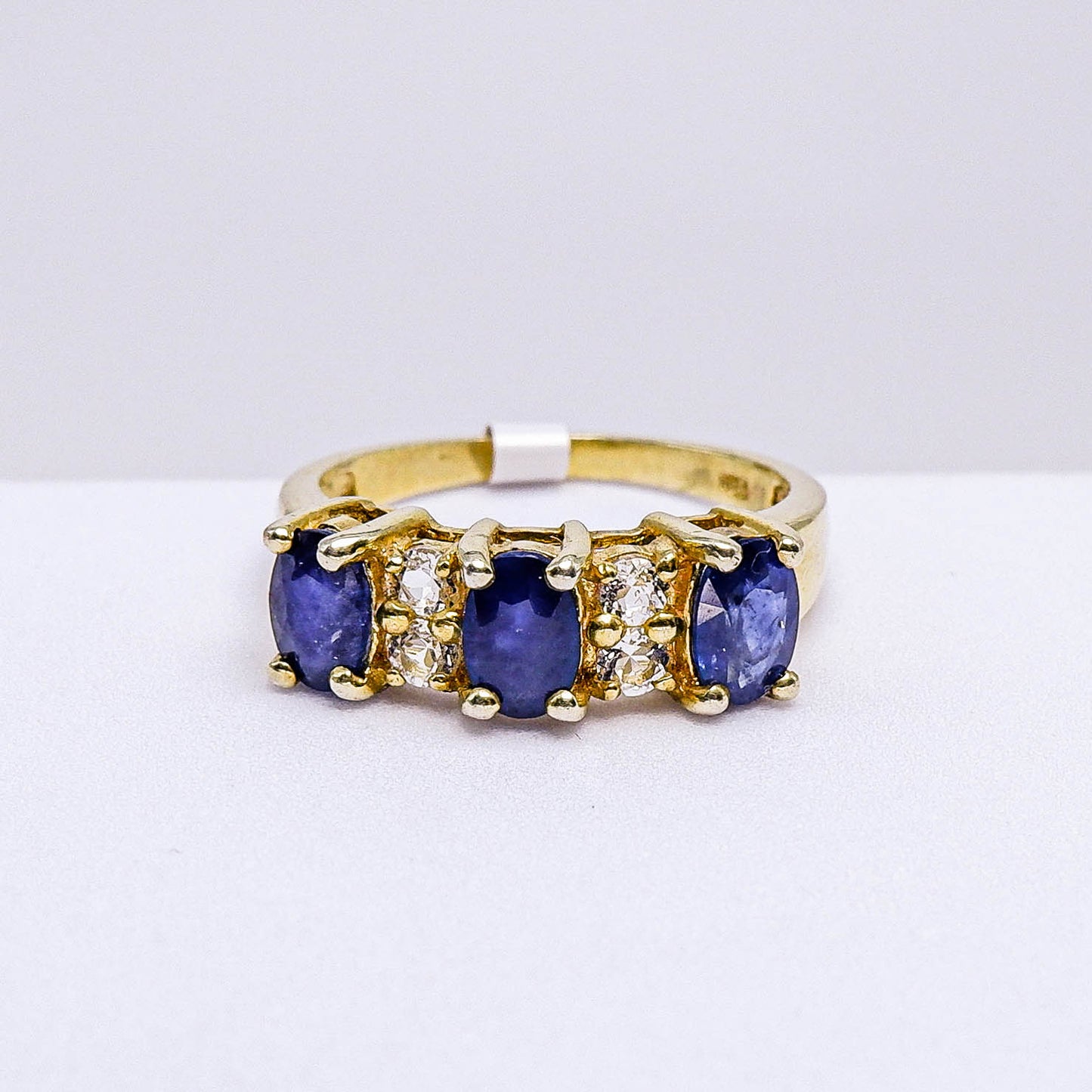 แหวนเงินแท้ 925 ฝังพลอย ไพลิน (Blue Sapphire) + ไวท์โทพาส (whitetopaz)