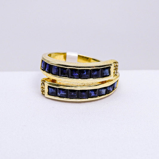 แหวนเงินแท้ 925 ฝังพลอย ไพลิน (Blue Sapphire) + ไวท์โทพาส (whitetopaz)