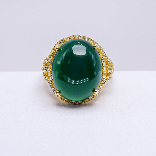 แหวนเงินแท้ 925 ฝังพลอย โมรา (Agate) + ไวท์โทพาส (whitetopaz)