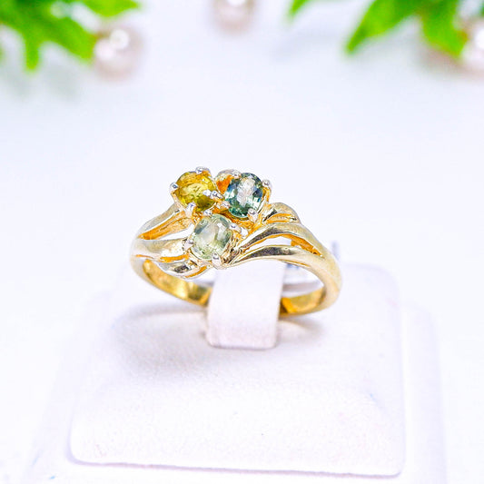 แหวนเงินแท้ 925 ฝังพลอย  แฟนซีแซฟไฟร์ (Fancy Sapphire)