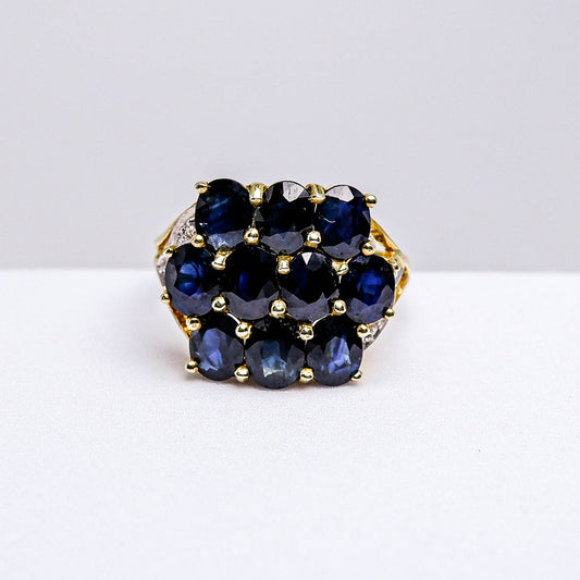 แหวนเงินแท้ 925 ฝังพลอย ไพลิน (Blue Sapphire) + เซอร์คอน (Zircon)