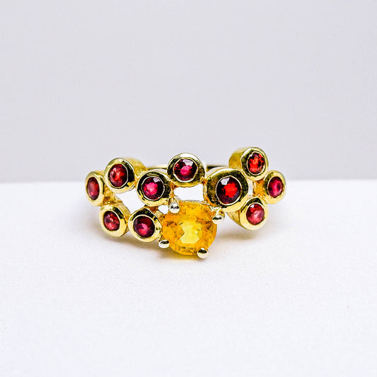 แหวนเงินแท้ 925 ฝังพลอย บุษราคัม (Yellow Sapphire) + แซฟไฟร์แทนซาเนีย (Songea Sapphire)