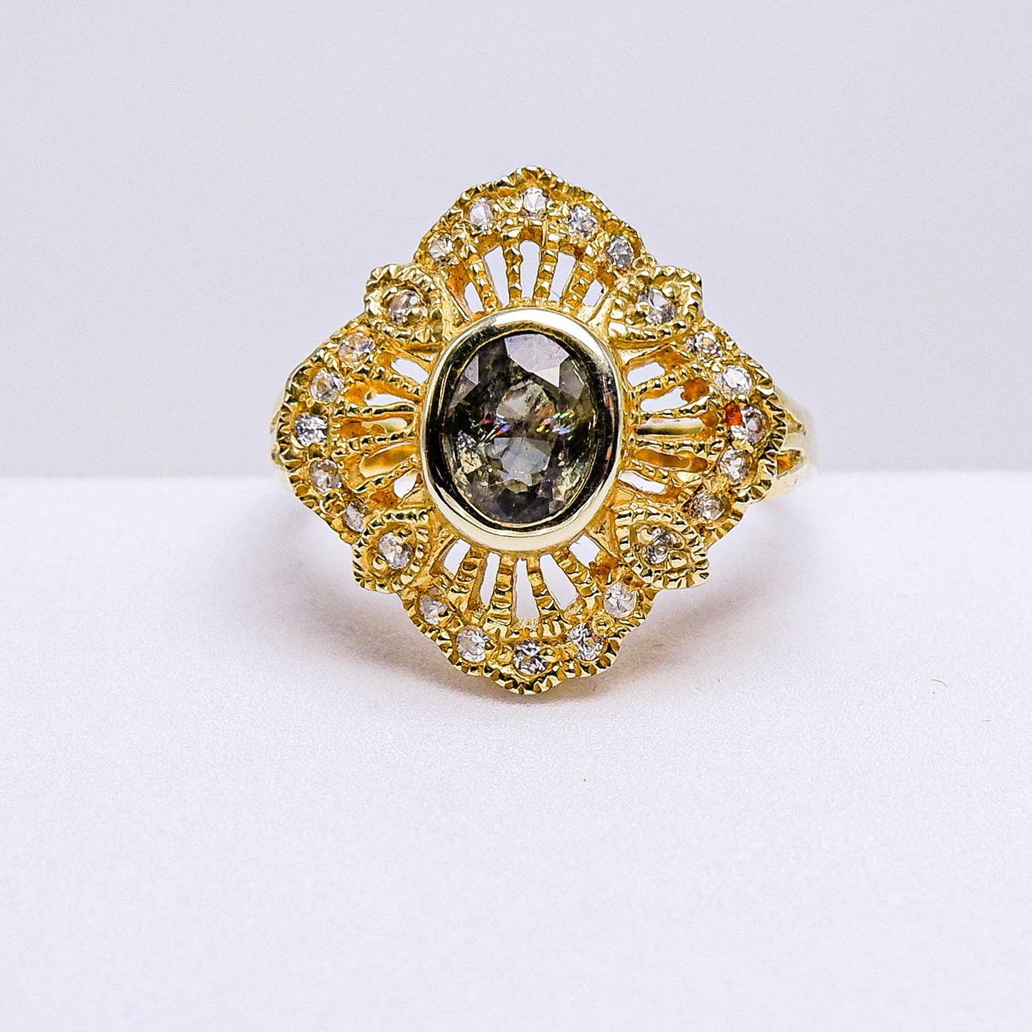 แหวนเงินแท้ 925 ฝังพลอย แซฟไฟร์ทังก้า (Tungka Sapphire) + เซอร์คอน (Zircon)