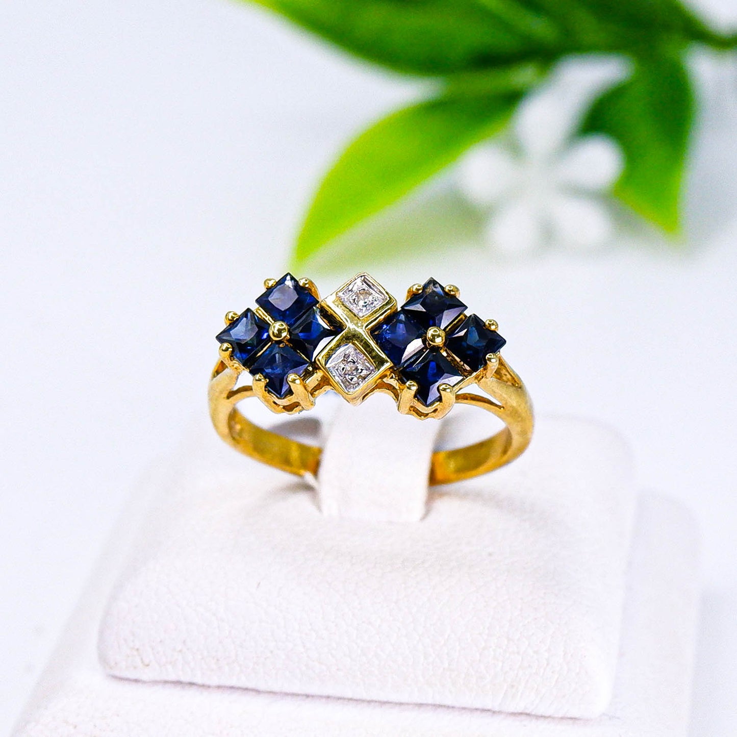 แหวนเงินแท้ 925 ฝังพลอย ไพลิน (Blue Sapphire) + เซอร์คอน (Zircon)