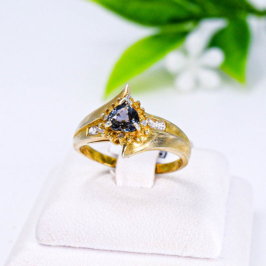 แหวนเงินแท้ 925 ฝังพลอย แซฟไฟร์แทนซาเนีย (Songea Sapphire) + เซอร์คอน (Zircon)