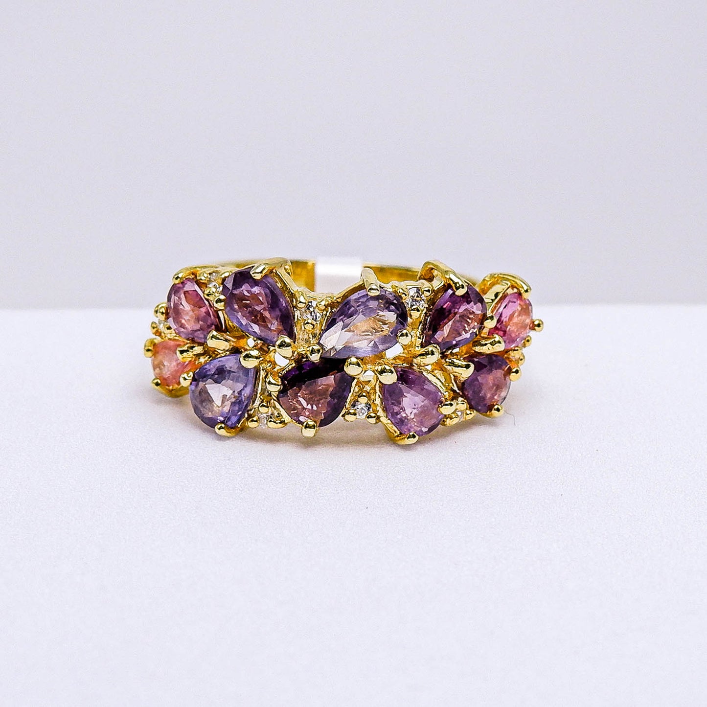 แหวนเงินแท้ 925 ฝังพลอย แซฟไฟร์ไทย (Thai Sapphire) + เซอร์คอน (Zircon)