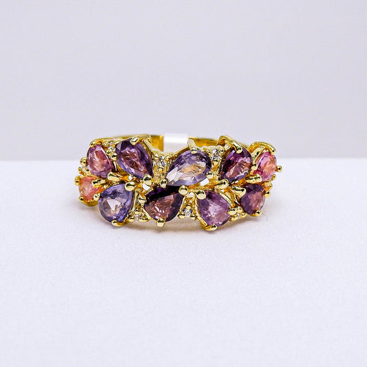 แหวนเงินแท้ 925 ฝังพลอย แซฟไฟร์ไทย (Thai Sapphire) + เซอร์คอน (Zircon)