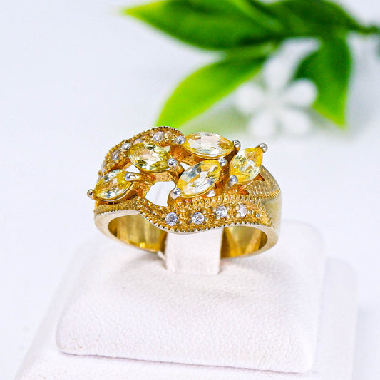 แหวนเงินแท้ 925 ฝังพลอย แฟนซีแซฟไฟร์ (Fancy Sapphire) + เซอร์คอน (Zircon)