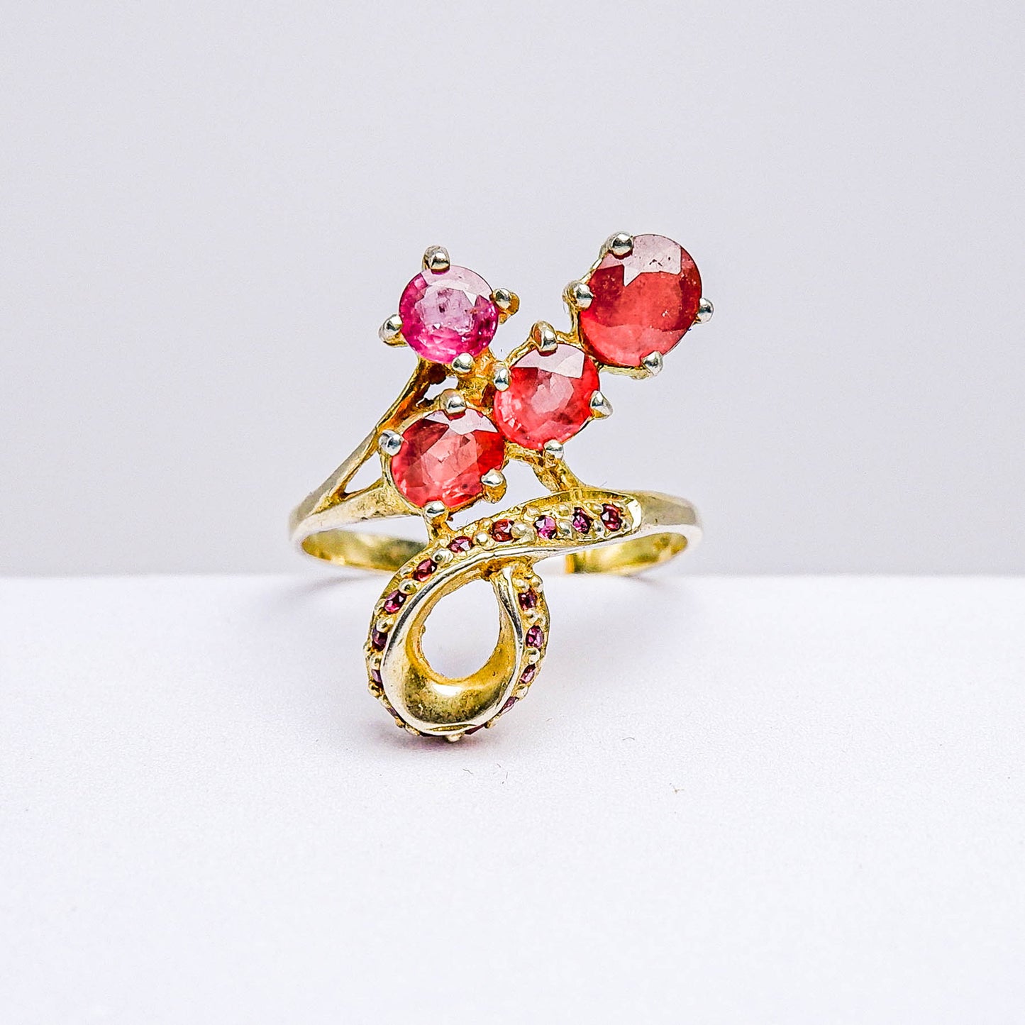 แหวนเงินแท้ 925 ฝังพลอย ทับทิมไทย(Siam Ruby)+ออเรนจ์แซฟไฟร์(Orange Sapphire)+เรดแซฟไฟร์(Red Sapphire)