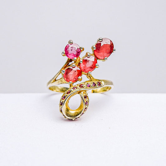 แหวนเงินแท้ 925 ฝังพลอย ทับทิมไทย(Siam Ruby)+ออเรนจ์แซฟไฟร์(Orange Sapphire)+เรดแซฟไฟร์(Red Sapphire)