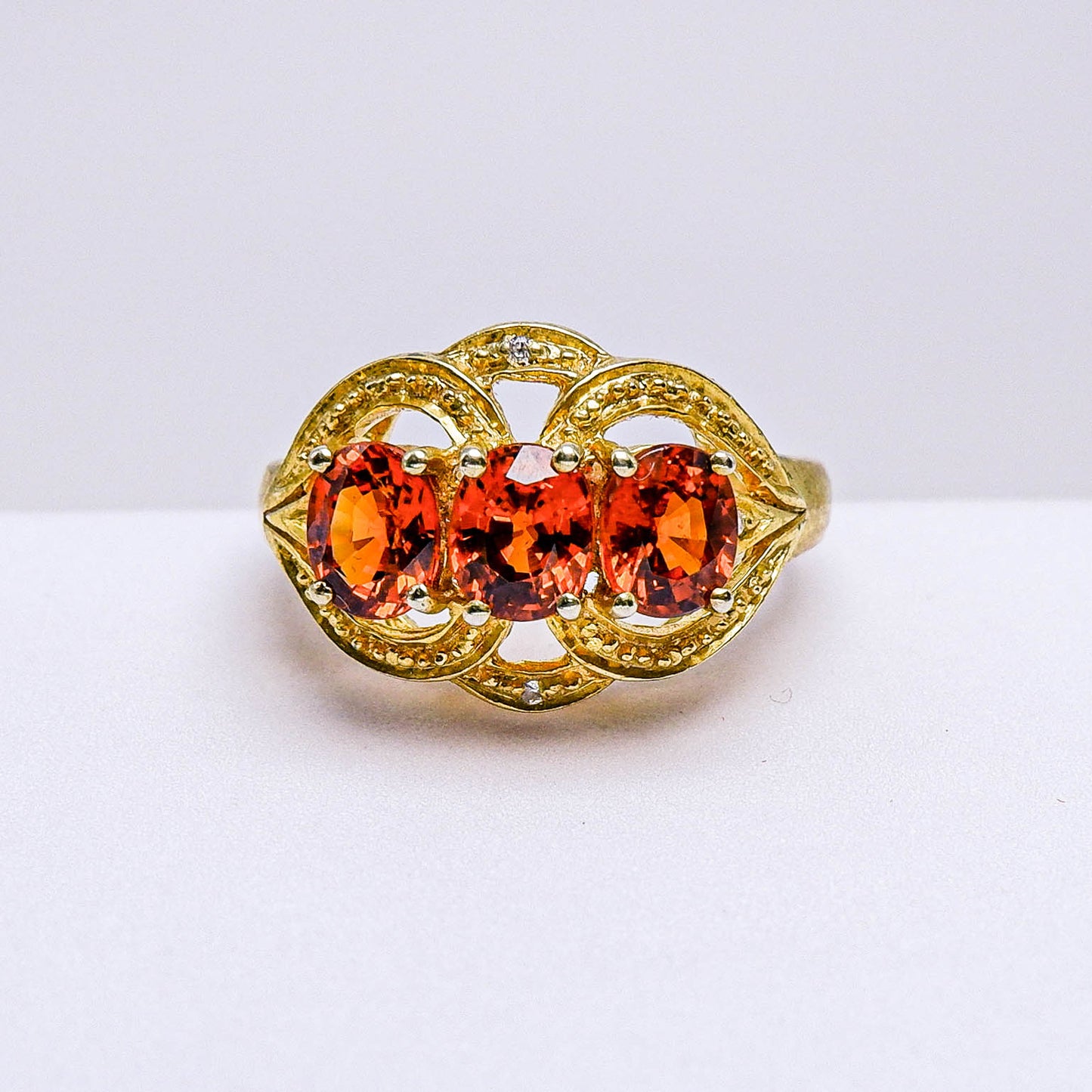 แหวนเงินแท้ 925 ฝังพลอย สเปสซาไทท์ (Spessartite Garnet) + เซอร์คอน (Zircon)