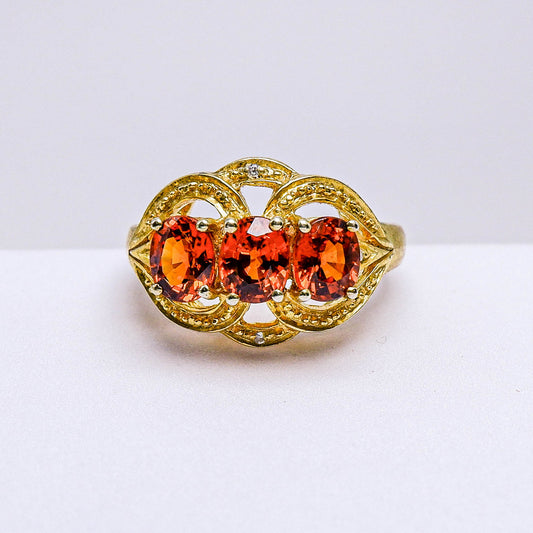แหวนเงินแท้ 925 ฝังพลอย สเปสซาไทท์ (Spessartite Garnet) + เซอร์คอน (Zircon)